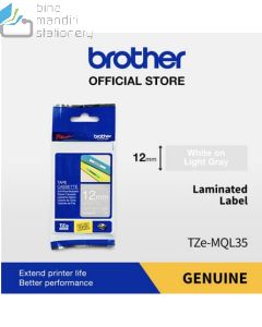 Contoh stationery Brother TZE-MQL35 White on Light Gray 12mm P-touch Tape dan gambarnya