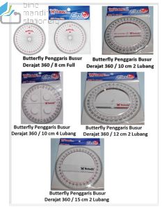 Gambar Butterfly Penggaris Busur 360/10 cm (2 lubang) Protractor garisan sudut 360 derajat merek Butterfly