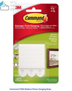 Gambar stationery Command 17201 Medium Picture Hanging Strips Pengait Gantungan Cantolan Frame Foto Pigura Bingkai Lukisan dan aneka katalog 3M Command grosir