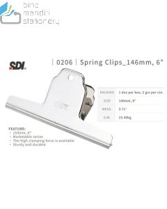 Brosur gambar stationery SDI 0206 Spring Clips (6") Stainless Steel (Paper Clips) Klip Penjepit